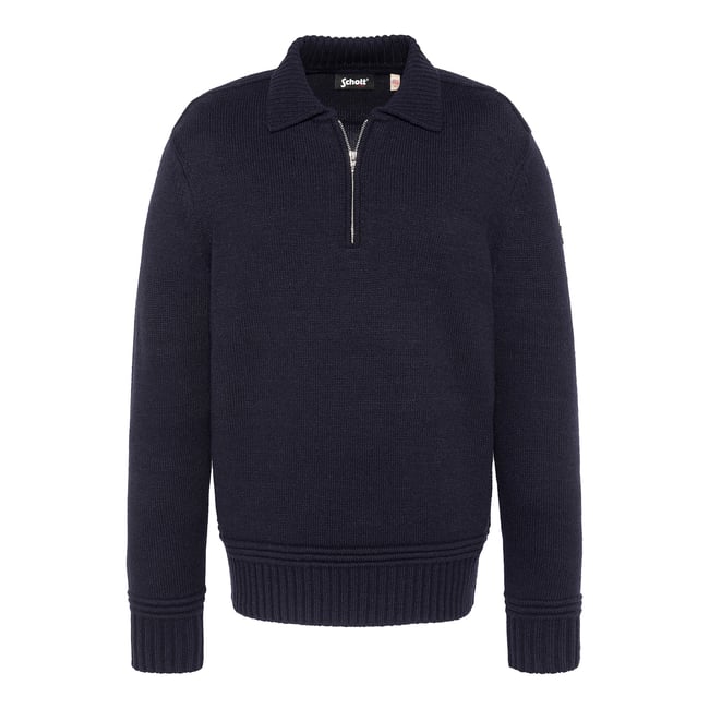 Pull col polo zippé maille fantaisie - SCHOTT
