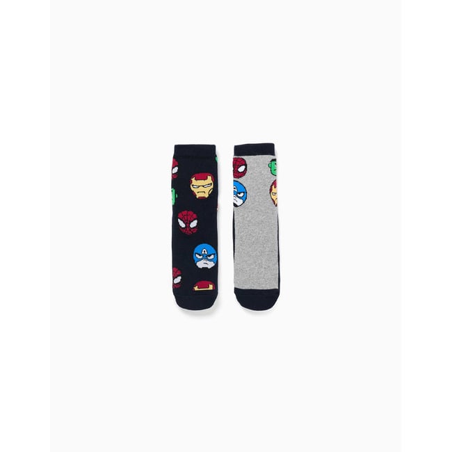 Lot de 2 chaussettes en éponge antidérapantes avec Marvel Heroes multicolore <span itemprop=