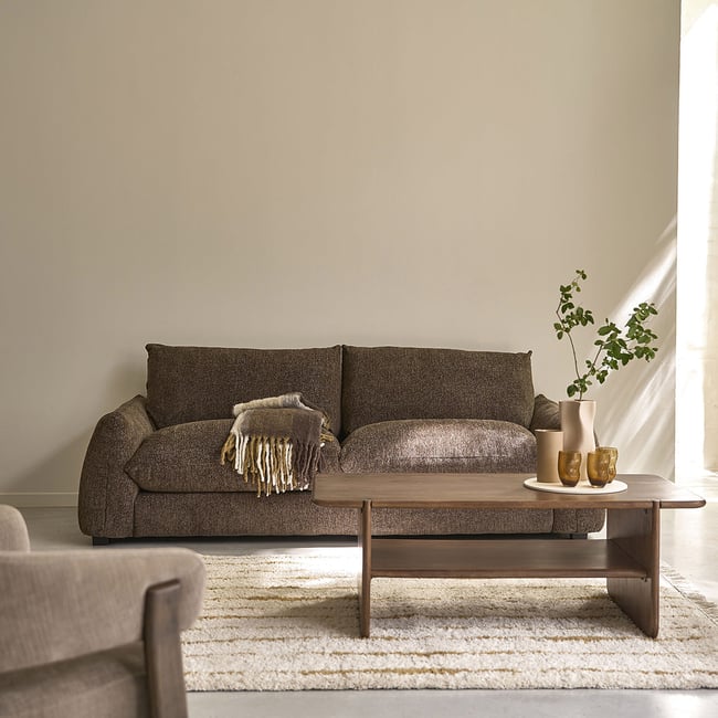 Canapé droit 3 places en chenille chiné   JACQUES Couleur marron chocolat <span itemprop=