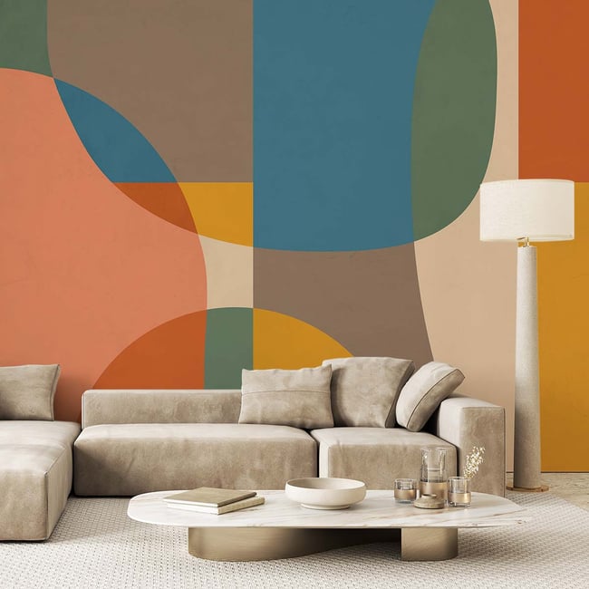 Papier peint circulos colores Couleur intissé <span itemprop=