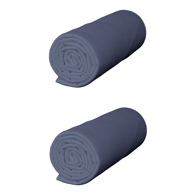Lot de 2 draps housses bleu marine <span itemprop=