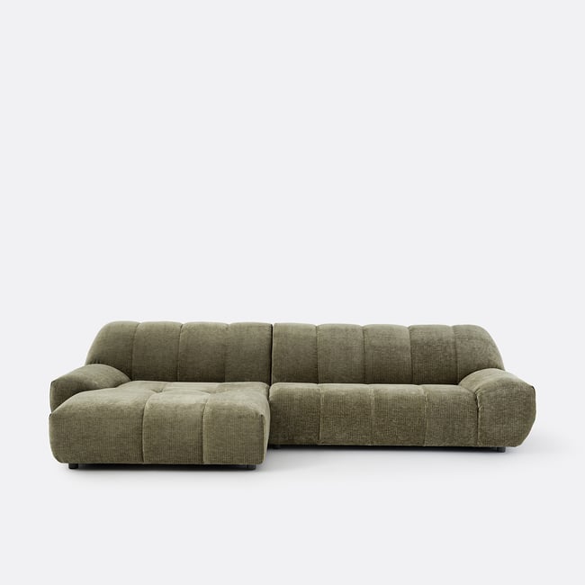 Sofá rinconero izquierdo de 4 plazas, pana vintage, NURIA - LA REDOUTE INTERIEURS