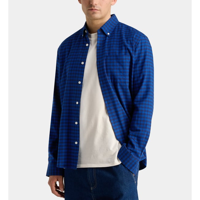 Chemise à carreaux risharo 3 en coton bleu <span itemprop=