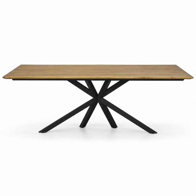 Table pied central en bois de teck recyclé 2 m DEPOK Couleur bois naturel <span itemprop=