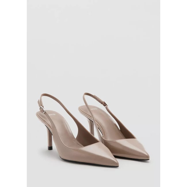Chaussures à talon en cuir vernis nude <span itemprop=