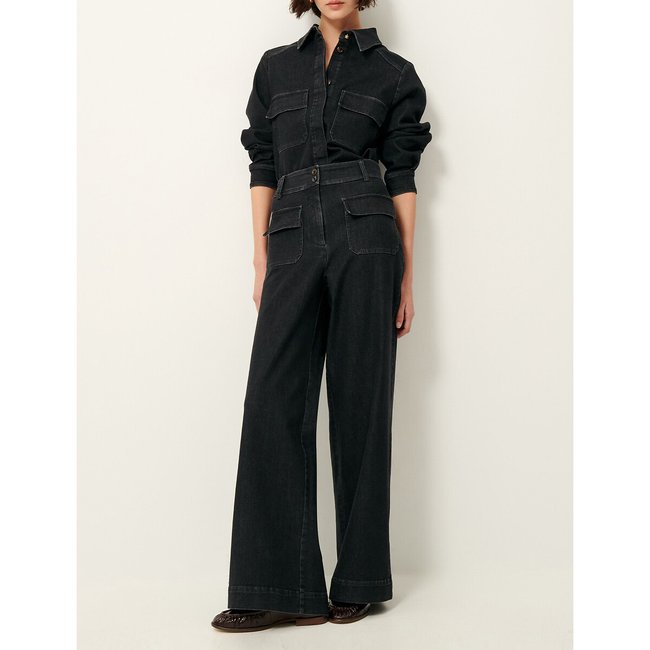 Manhattan Wide Leg Trousers with Patch Pockets Manhattan, grey, SESSUN
