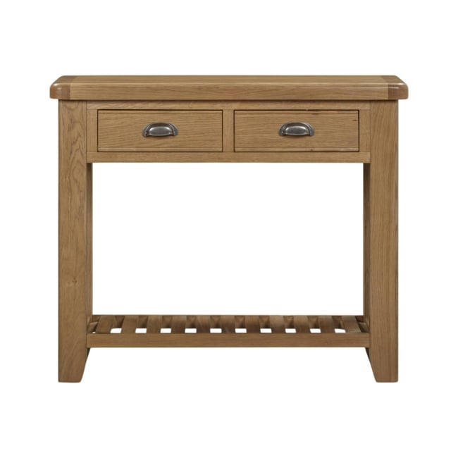 Console d'entrée 2 tiroirs en bois de chêne VALMONT Couleur bois naturel <span itemprop=