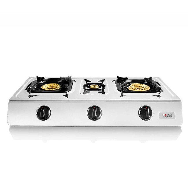 Fogareiro a gás Triple Safine, HAEGER inox <span itemprop=