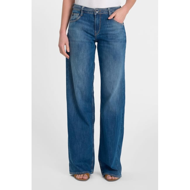 Jeans loose, large wide leg , longueur 34 blue <span itemprop=