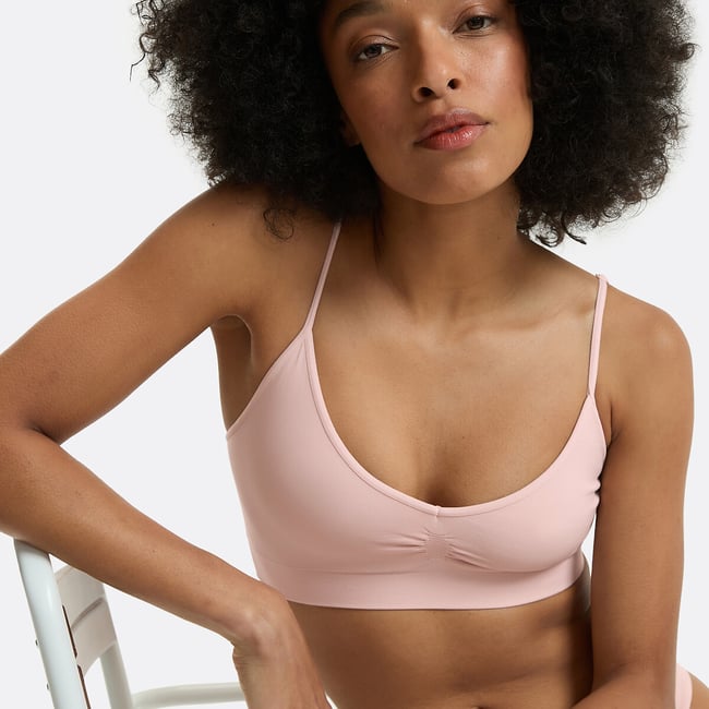 Brassiere con spalline sottili senza cuciture, Milky rosa blush LA REDOUTE COLLECTIONS