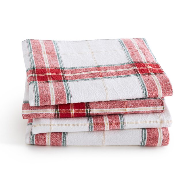 Lot de 4 serviettes de table Thanksgiving blanc/rouge <span itemprop=