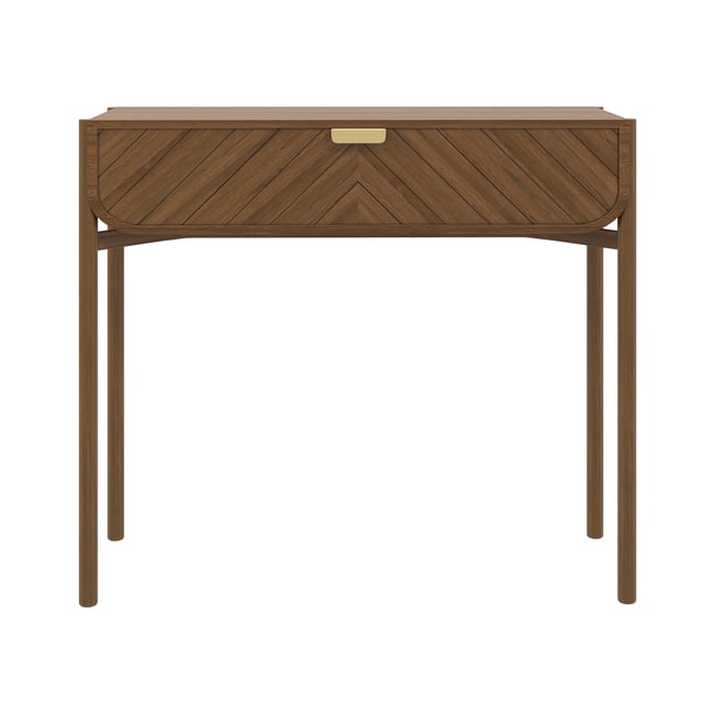 Console en chêne teinté avec 1 tiroir, poignée en laiton, MARIUS Couleur chêne teinté <span itemprop=