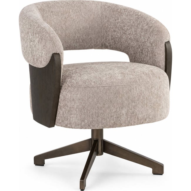 Chaise de salle à manger enveloppante Couleur sable et bois foncé <span itemprop=
