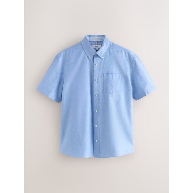 Chemise oxford à manches courtes bleu clair <span itemprop=