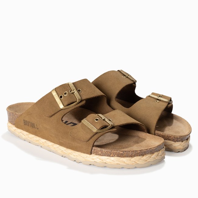 Sandales en cuir suedé BENALLA pour femme camel <span itemprop=