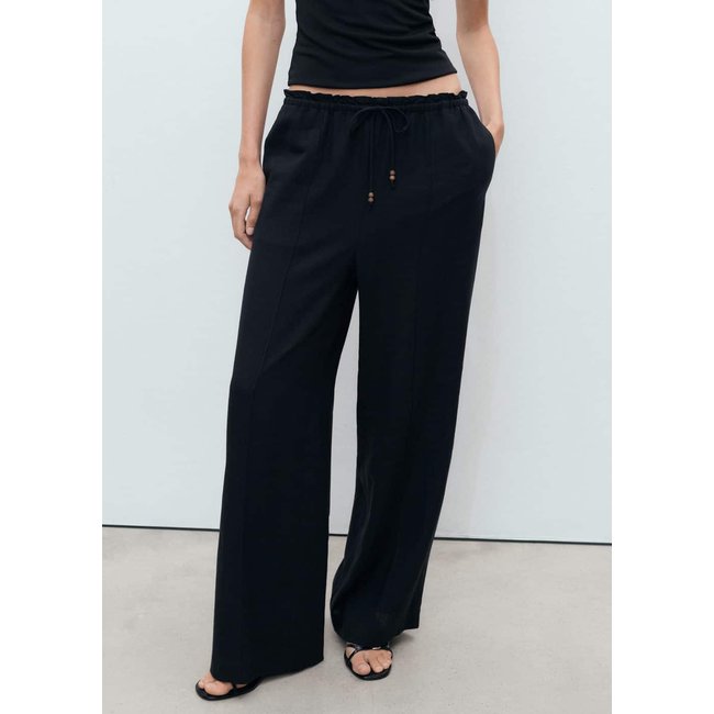 Pantalon lin taille élastique - MANGO