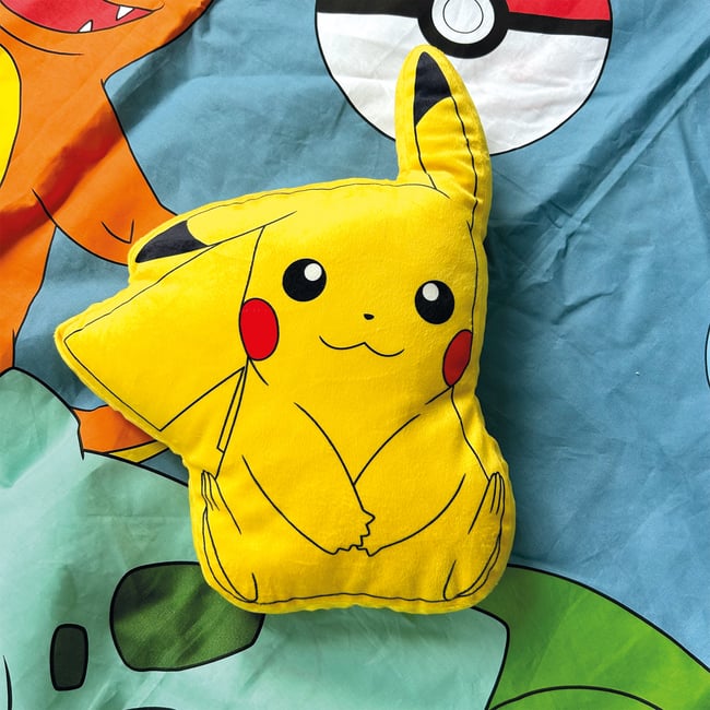 Coussin imprimé 100% Polyester, PIKACHU jaune <span itemprop=