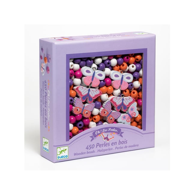 Perles et bijoux - Perles bois - Papillons multicolore <span itemprop=