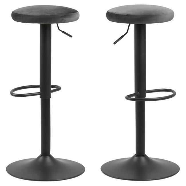 Lot de 2 Tabourets de bar Finch avec repose pieds et hauteur réglable en tissu et métal - TOILINUX