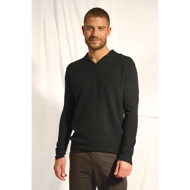 Pull Col Polo Ouvert Noir Noah noir <span itemprop=