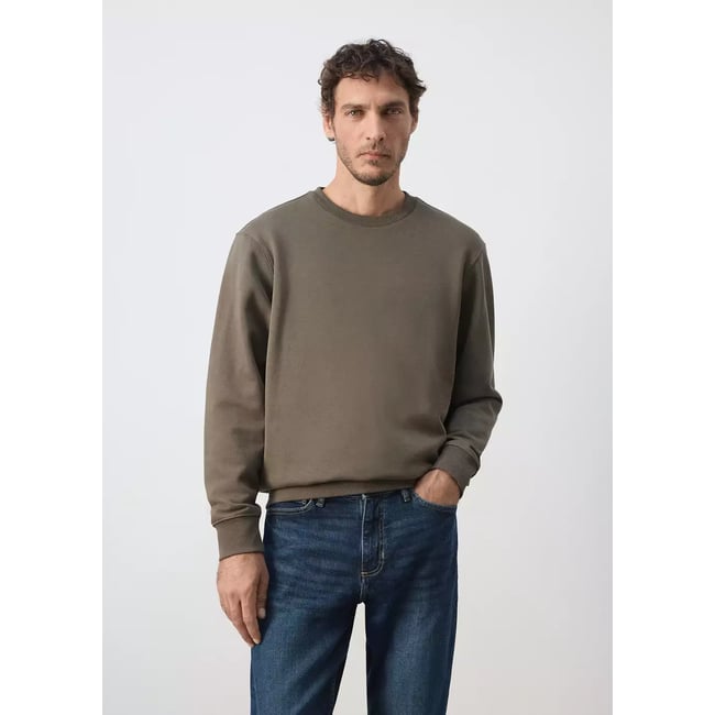 Sweat coton relaxed-fit gris vison <span itemprop=