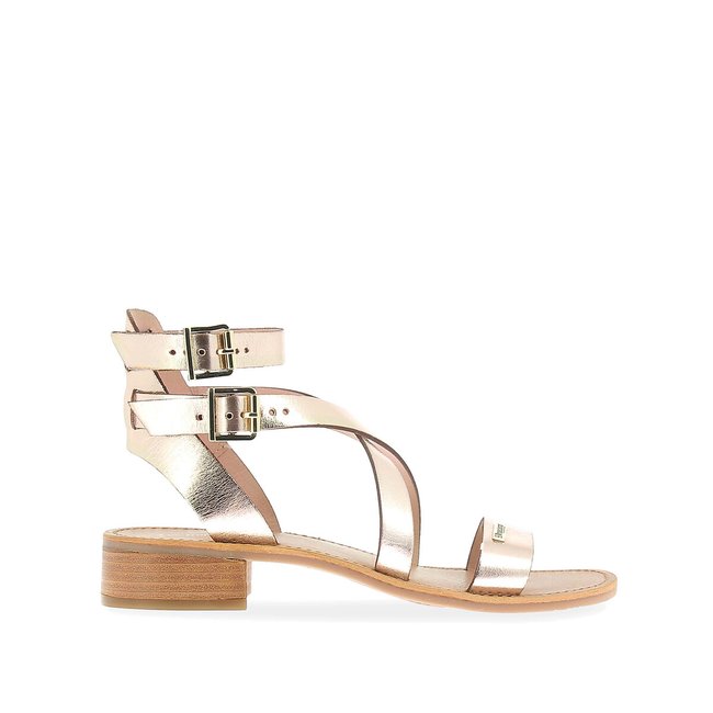 Sandalen in leer met kleine hak Hocean <span itemprop=