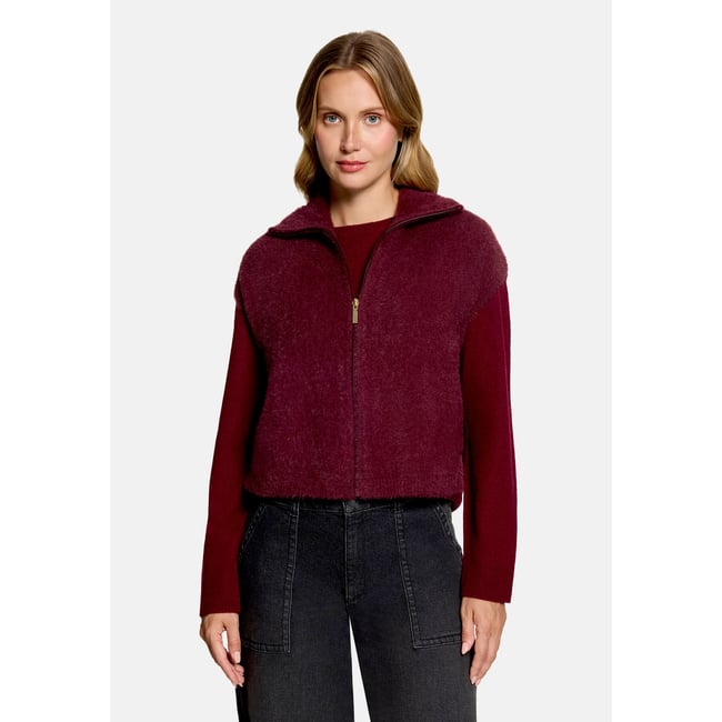 Veste sans manches en maille à fermeture zippée fall burgundy <span itemprop=