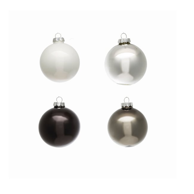 Set de 12 boules de noël décoratives en verre D6 NOËL Couleur gris <span itemprop=