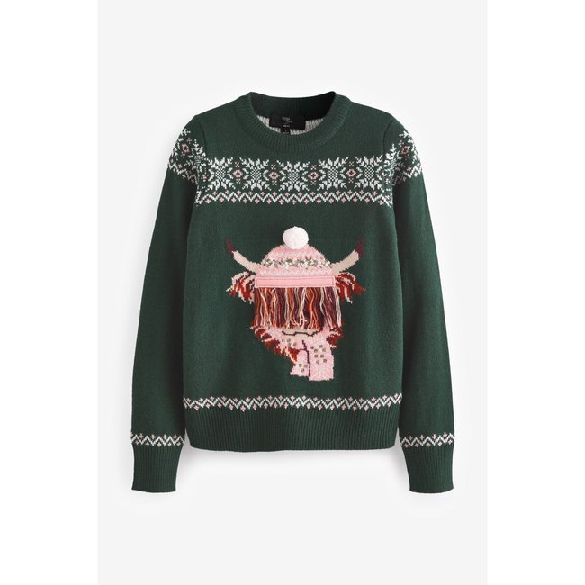Pull de noël hamish, femme collection famille vert foncé <span itemprop=
