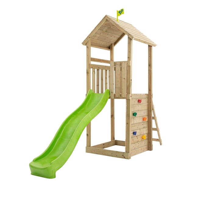 Tour de jeux toboggan SKYWOOD marron - vert <span itemprop=