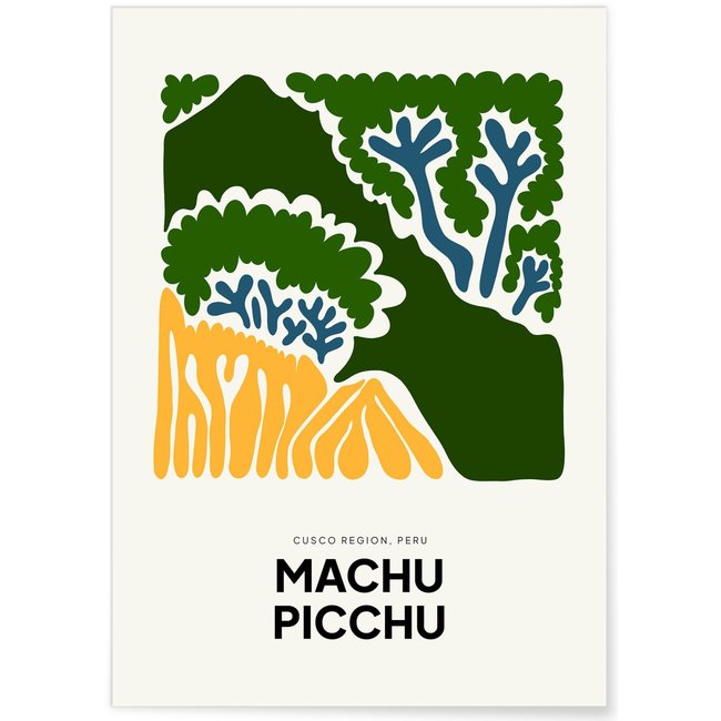Affiche Pérou Machu Picchu Couleur blanc <span itemprop=