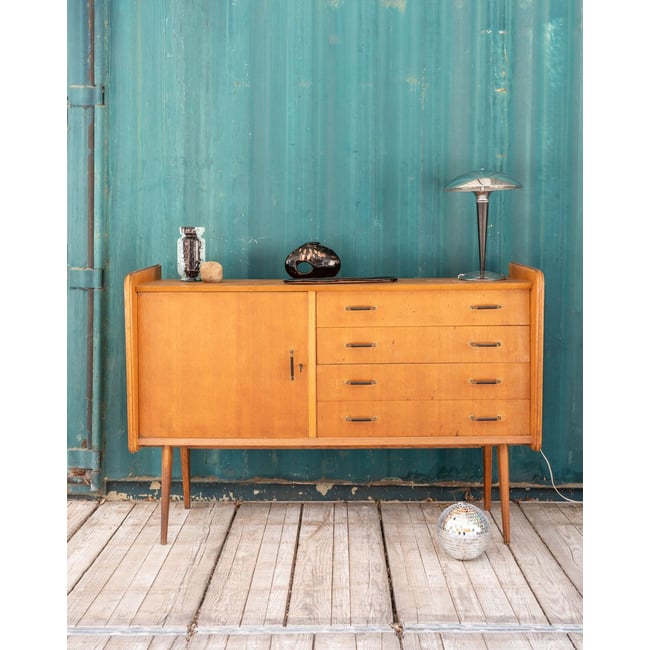 Enfilade en bois Margaret N°478 - Bon état Couleur bois foncé <span itemprop=