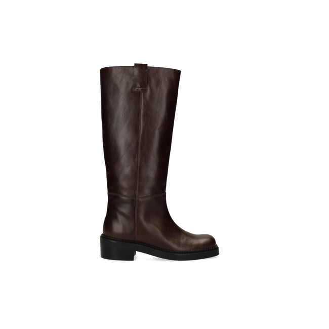 Bottes hautes en cuir marron <span itemprop=