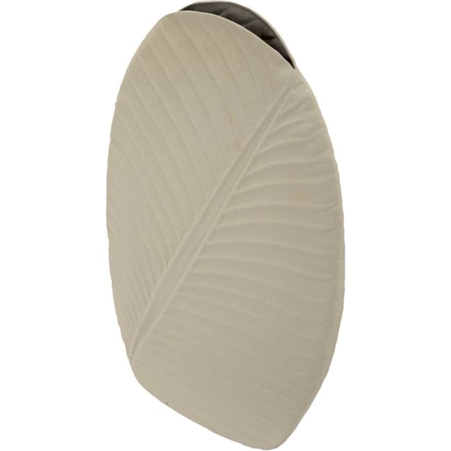 Vase haut en fer relief feuille MODERN Couleur crème <span itemprop=