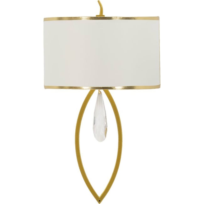 Applique en fer abat-jour en tissu GLAM Couleur doré et blanc <span itemprop=