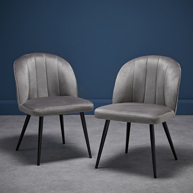 Velvet Dining Chairs (Set of 2), grey, SO'HOME