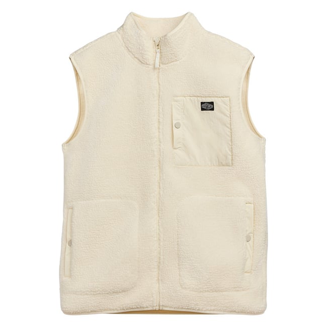 Veste sans manches écrue unie zippée en sherpa avec un col montant ecrue <span itemprop=