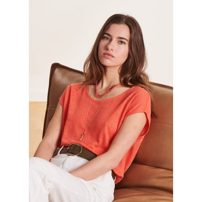 T-shirt en lin manches courtes sunrise <span itemprop=