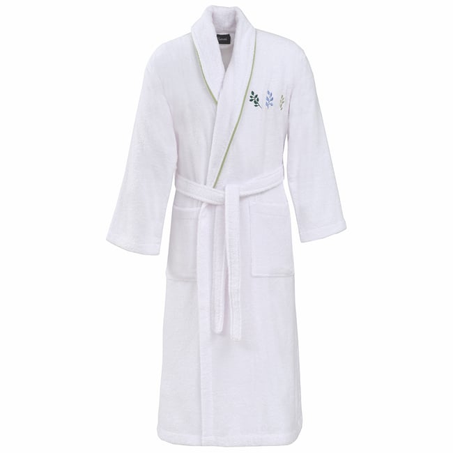 Peignoir brodé col châle 420 g/m² BARBARA blanc <span itemprop=