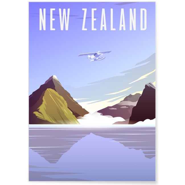 Poster Nouvelle-Zélande Couleur blanc <span itemprop=