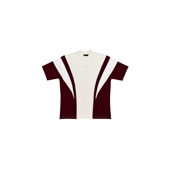 T-shirt extensible à empiècements contrastés ivoire <span itemprop=