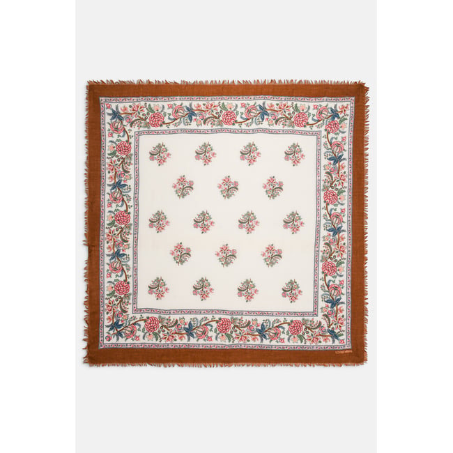 Foulard en laine, MEKNESS ecru/caramel <span itemprop=