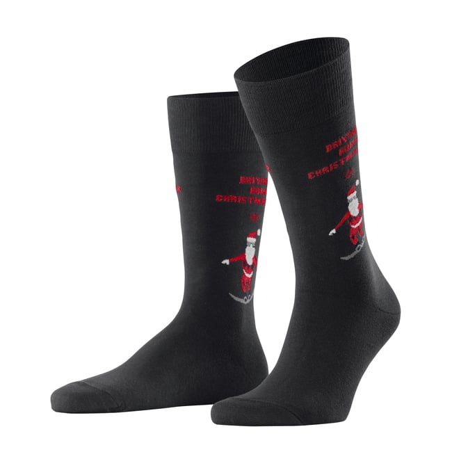 Chaussettes Snowboarding Santa Opaque noir basique <span itemprop=