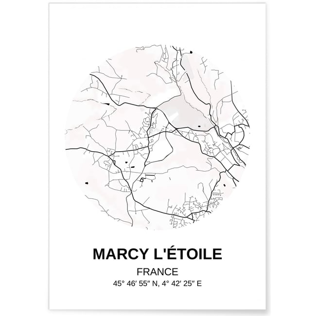 Affiche Carte Marcy l'Étoile Couleur blanc <span itemprop=