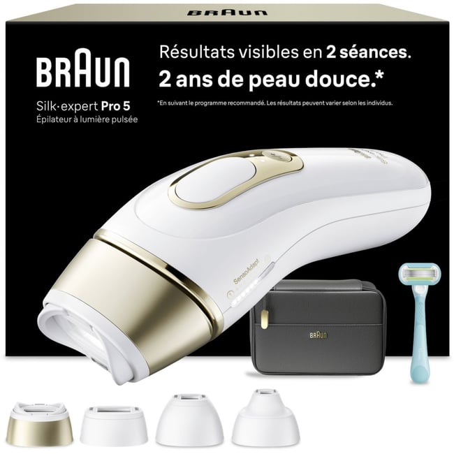 Epilateur lumière pulsée IPL PL5431 4 têtes, 1 rasoir Gillette Venus, pochette - BRAUN