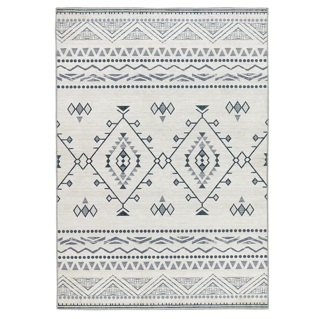 Tribal Patterned Machine Washable Rug, grey/cream, SO'HOME