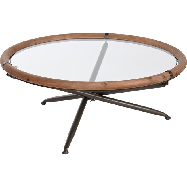 Table basse bois et verre, design élégant Couleur naturel noir <span itemprop=