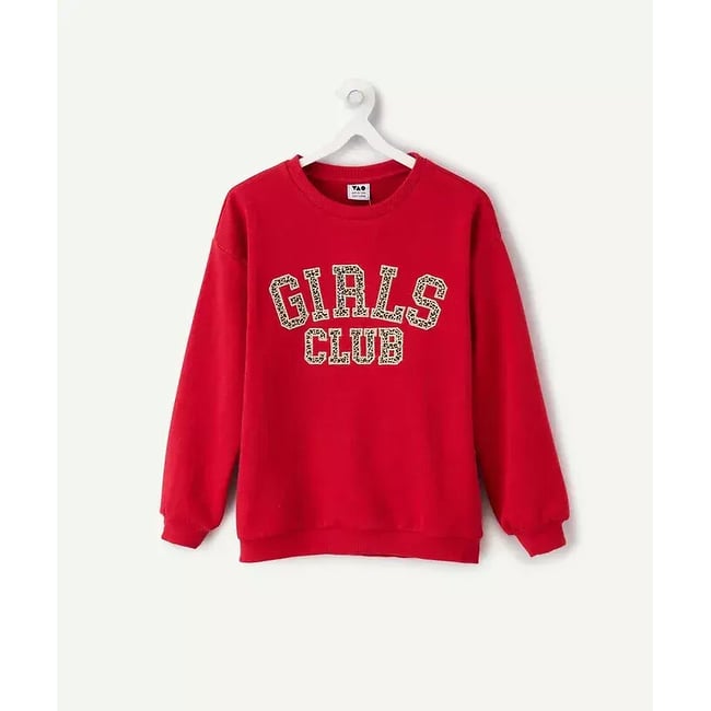 Maglia con stampa leopardata, in felpa rosso TAPE A L'OEIL