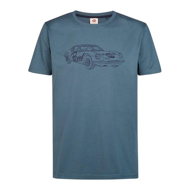 T-shirt manches courtes, col rond, PORSCHE bleu orage <span itemprop=