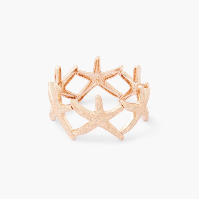 Bracelet élastique étoiles de mer doré <span itemprop=